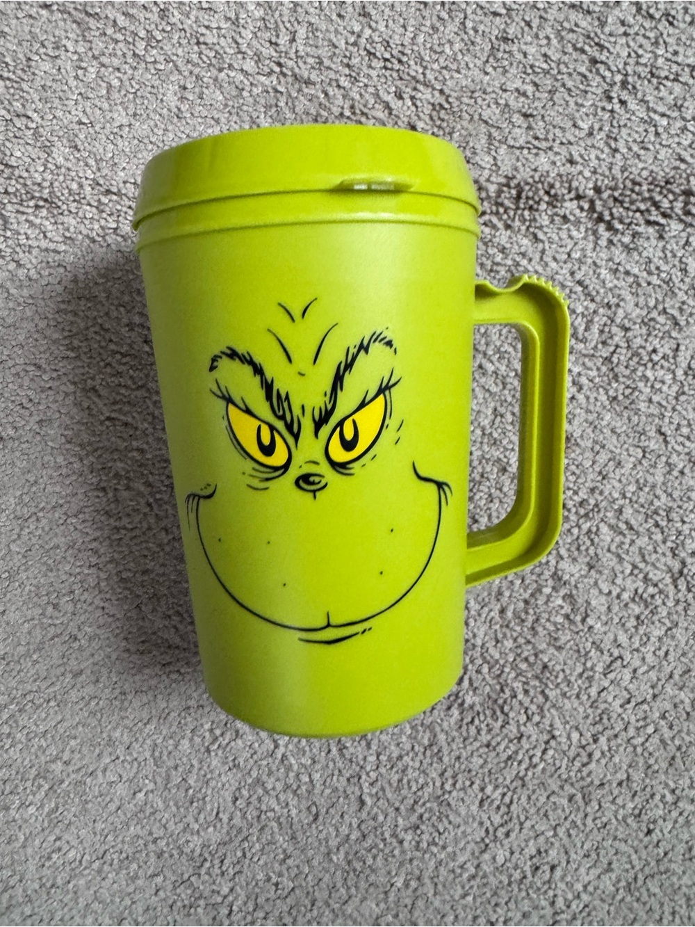 Green The Grinch Travel Mug - Insulated Handle Coffee Cup